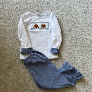 Thanksgiving Two Piece Toddler set Smocked- Southern Sunshine Size 24 Months